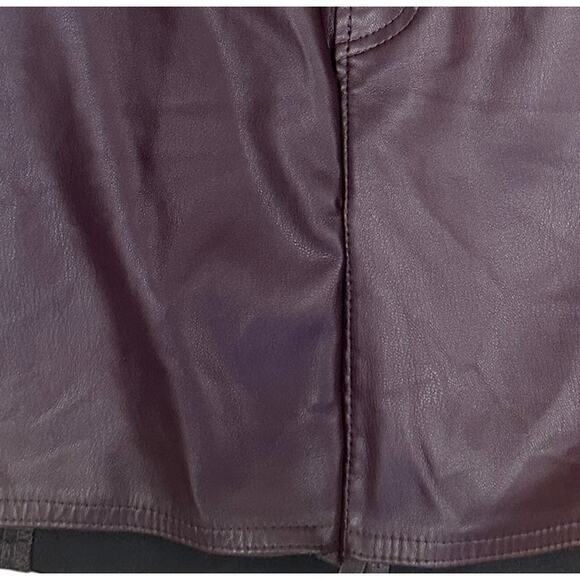 Saunders Brown Faux Leather Mini Skirt Size 8 Vegan Micro Pencil Designer Rework - Picture 4 of 4